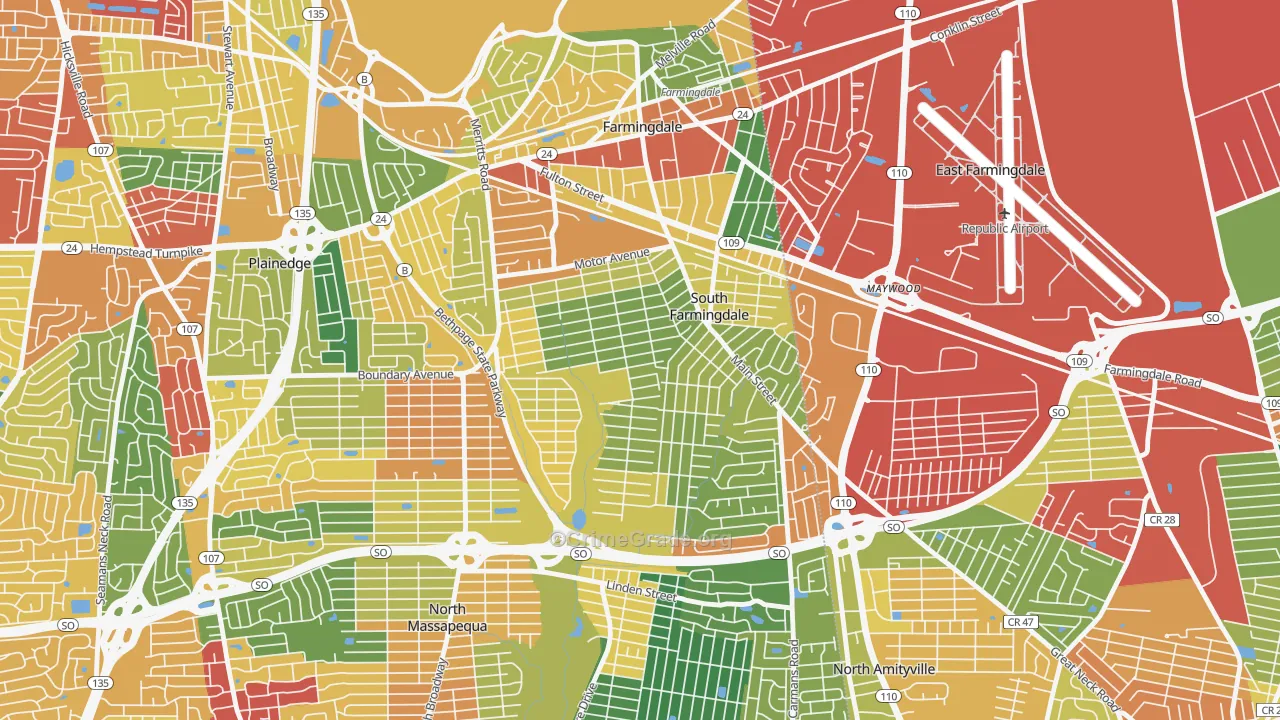 South Farmingdale, NY Map of Theft Rates