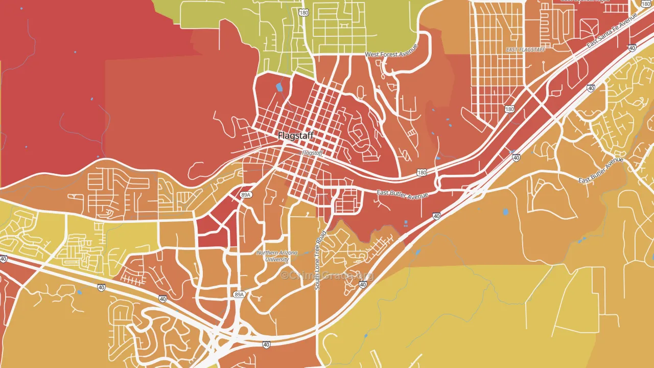 South Flagstaff, Flagstaff, AZ Map of Theft Rates