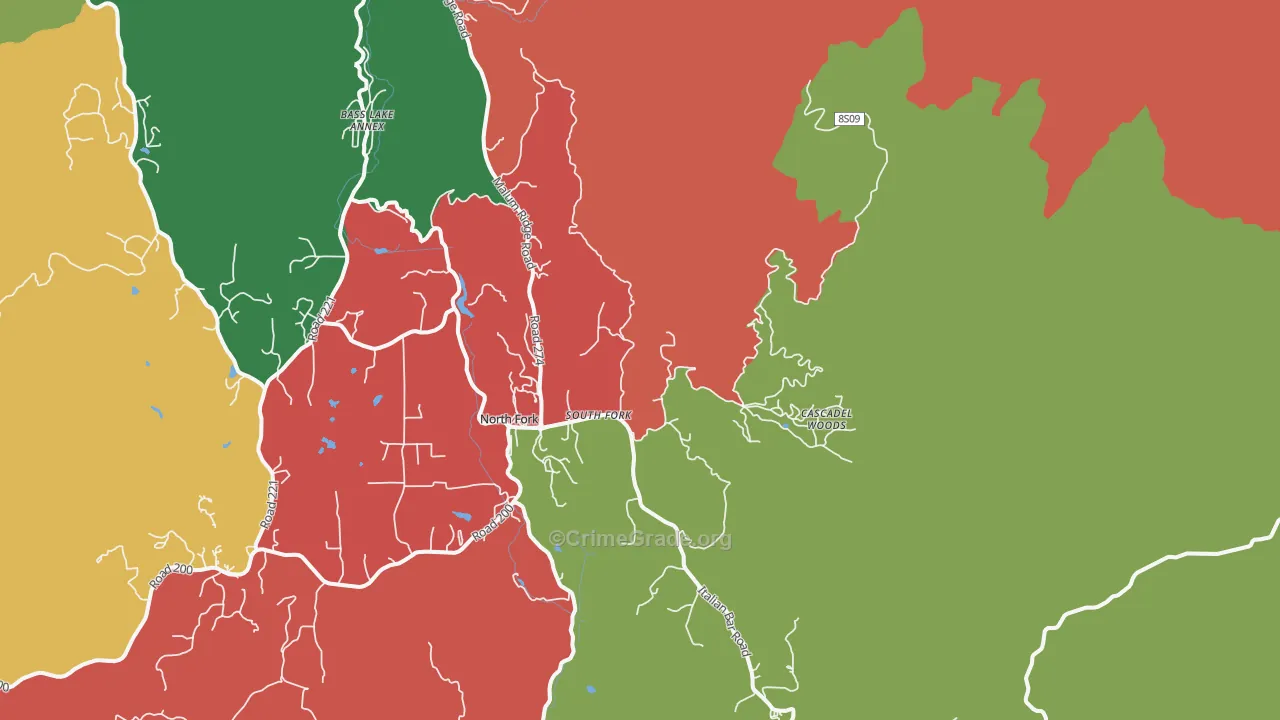 South Fork, CA Map of Theft Rates