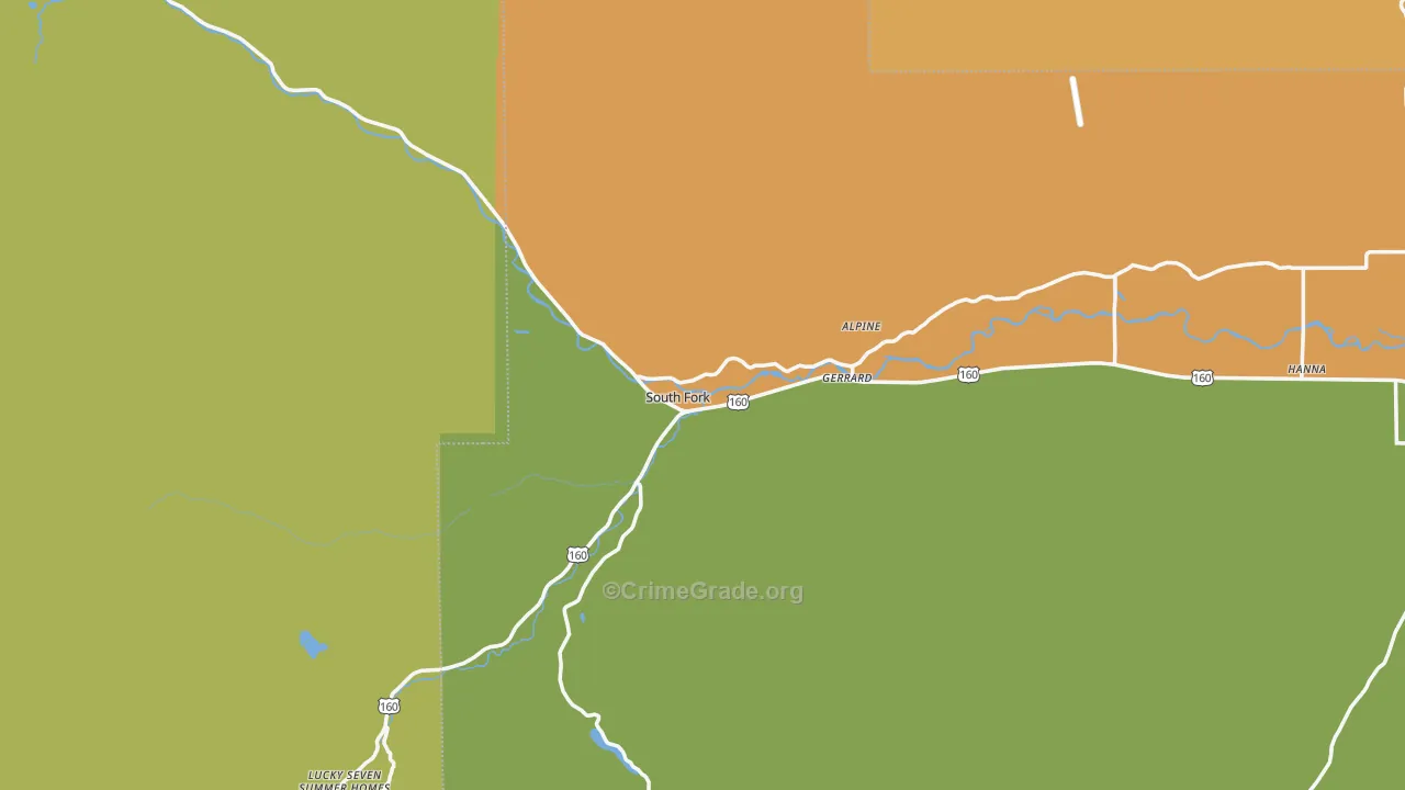 South Fork, CO Map of Theft Rates