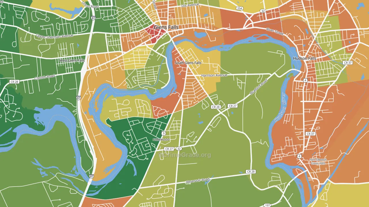 South Glens Falls, NY Map of Theft Rates