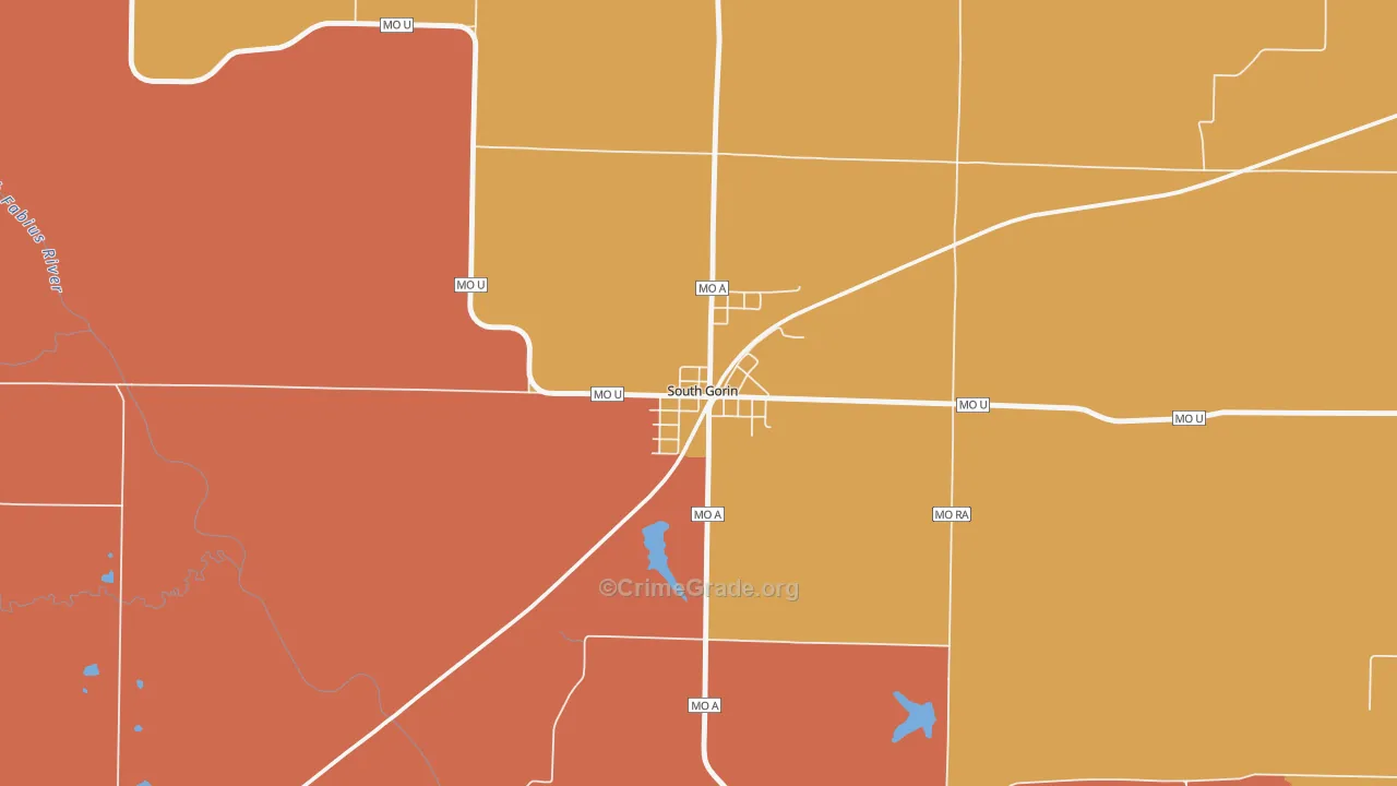 South Gorin, MO Map of Theft Rates