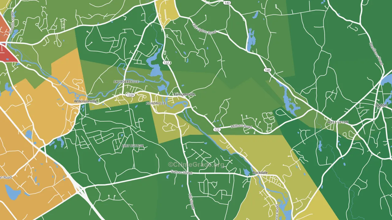 South Grafton, MA Map of Theft Rates