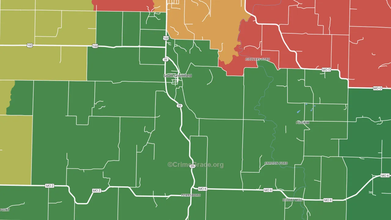South Greenfield, MO Map of Theft Rates