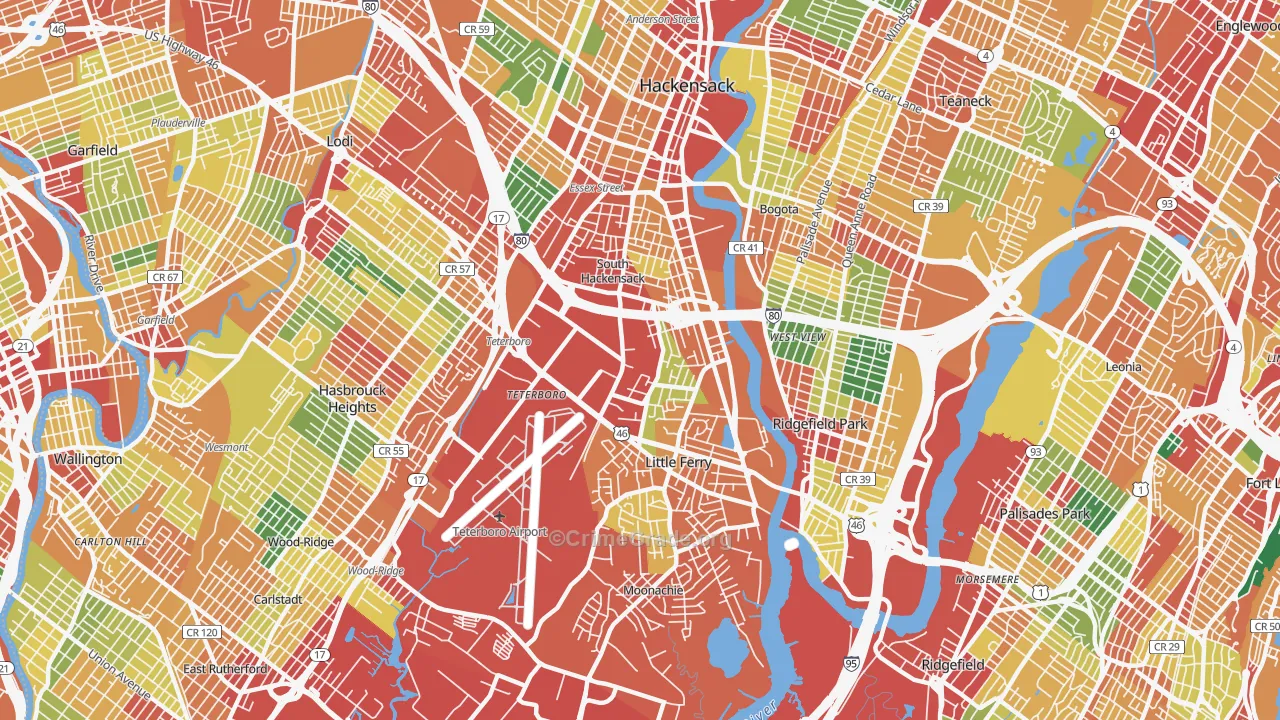 South Hackensack, NJ Map of Theft Rates