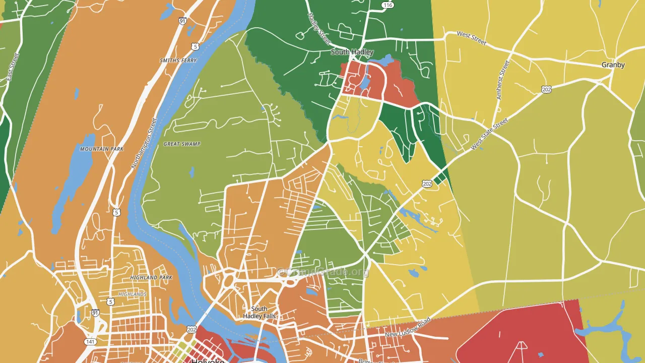 South Hadley, MA Map of Theft Rates