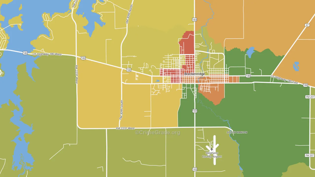 South Hanlon, TX Map of Theft Rates