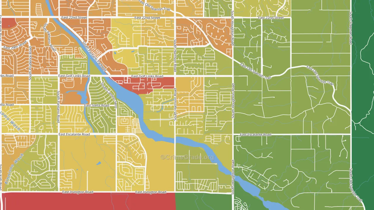 South Harrison, Tucson, AZ Map of Theft Rates