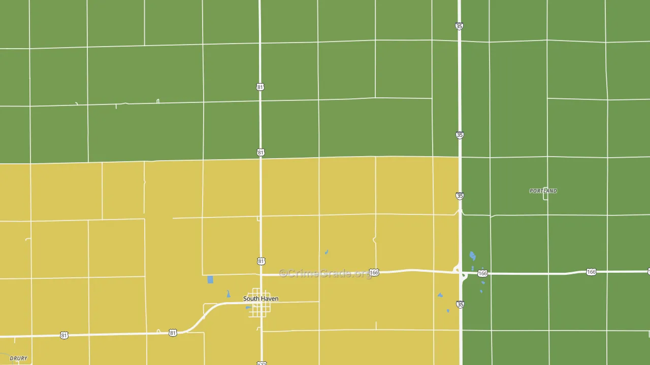 South Haven, KS Map of Theft Rates