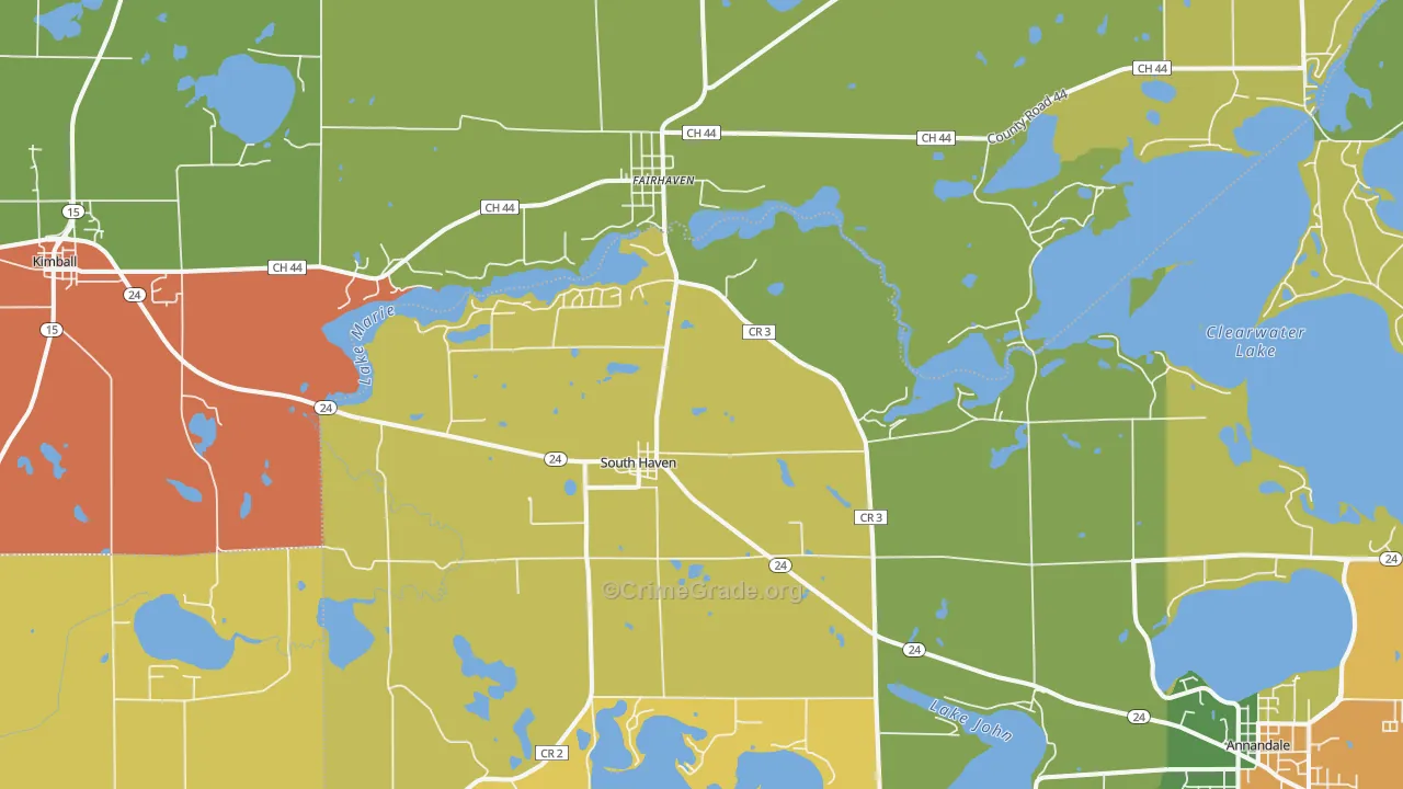 South Haven, MN Map of Theft Rates