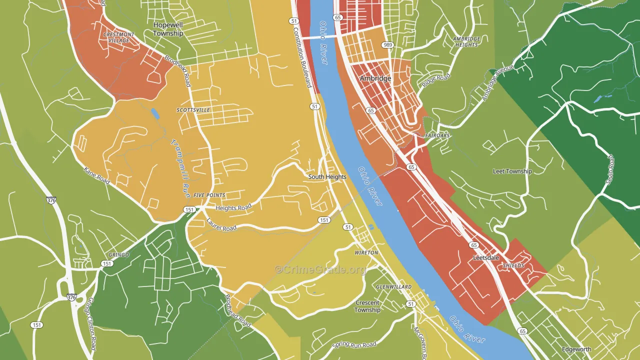 South Heights, PA Map of Theft Rates