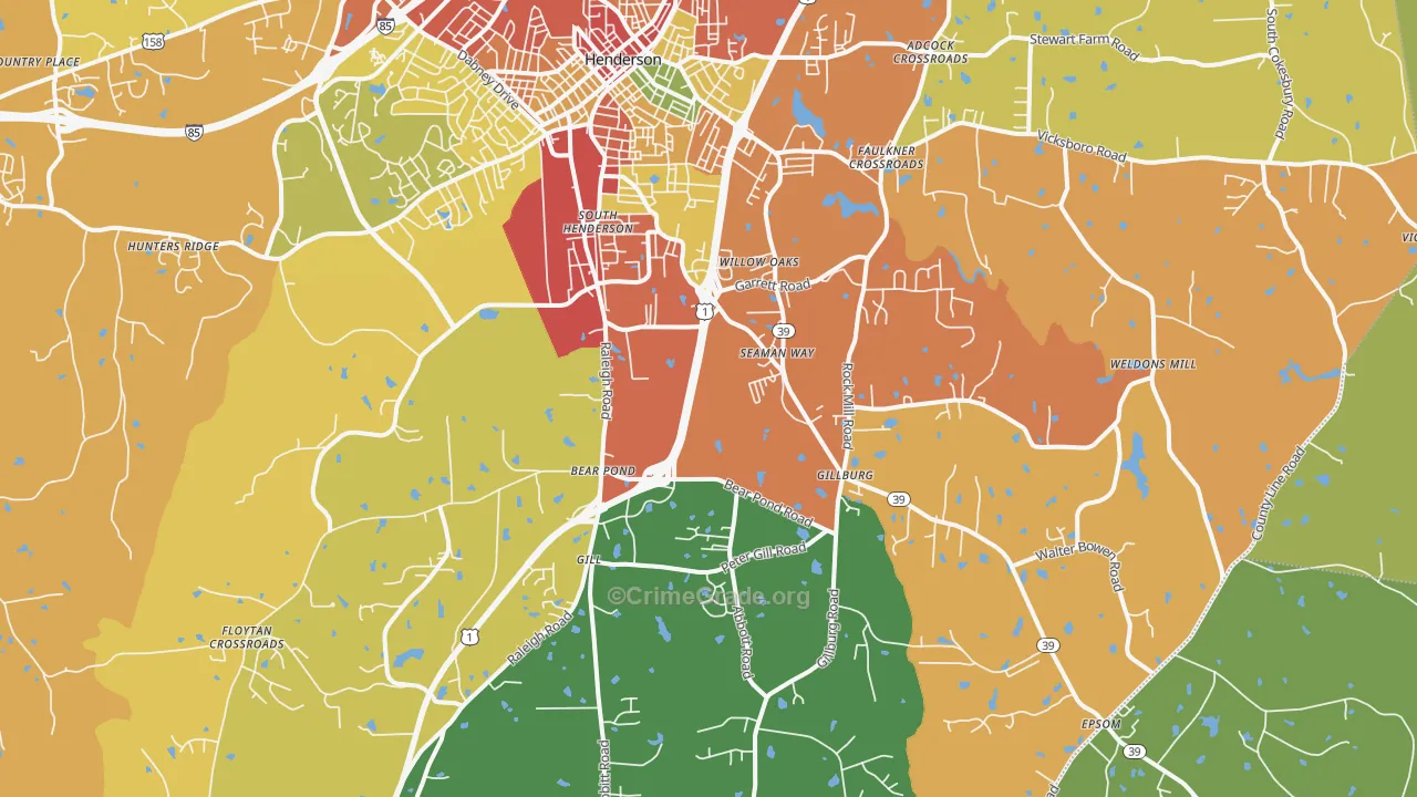 South Henderson, NC Map of Theft Rates