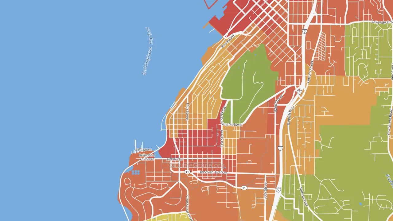 South Hill, Bellingham, WA Map of Theft Rates