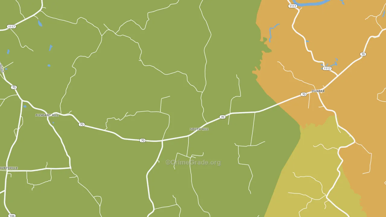 South Hill, KY Map of Theft Rates