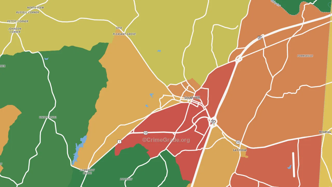 South Hill, VA Map of Theft Rates