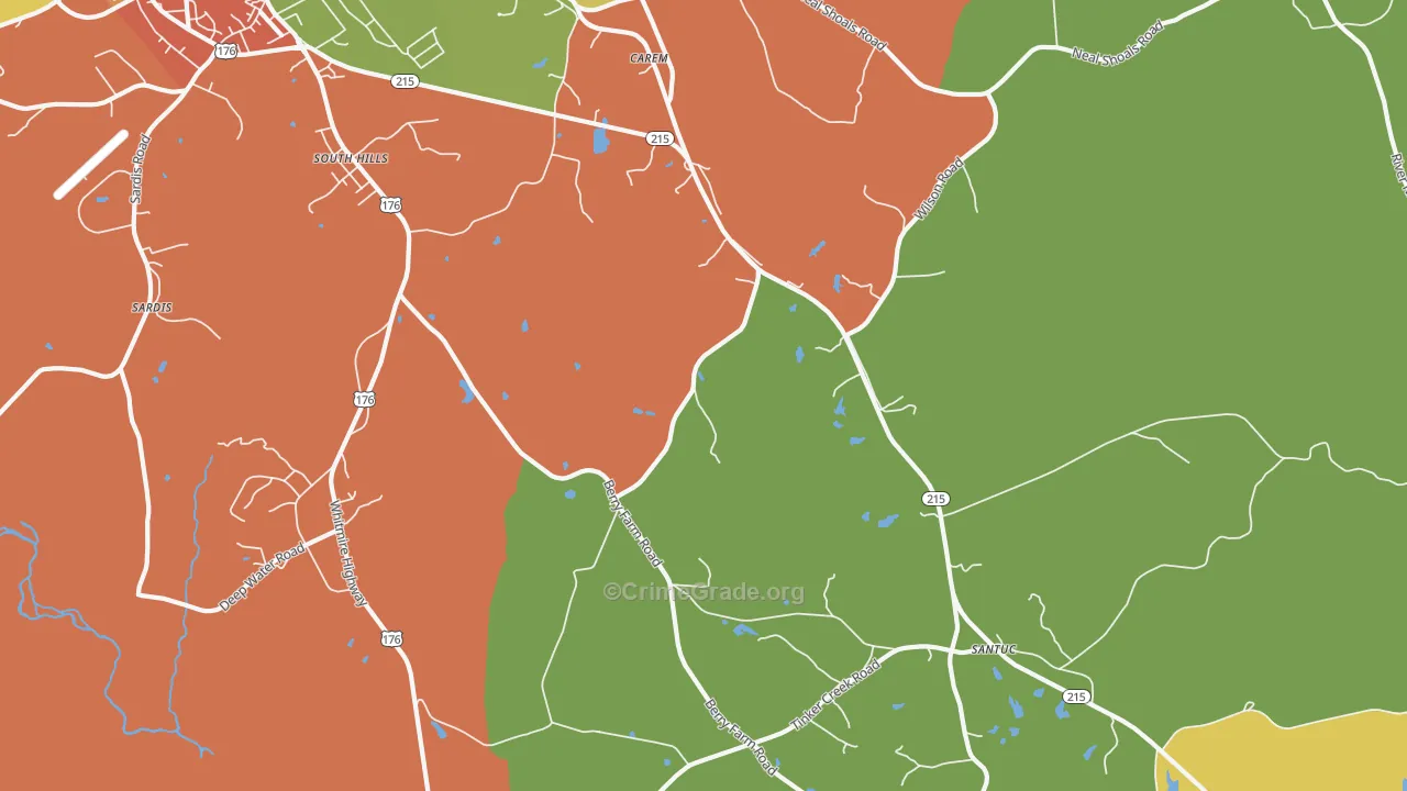 South Hills, SC Map of Theft Rates