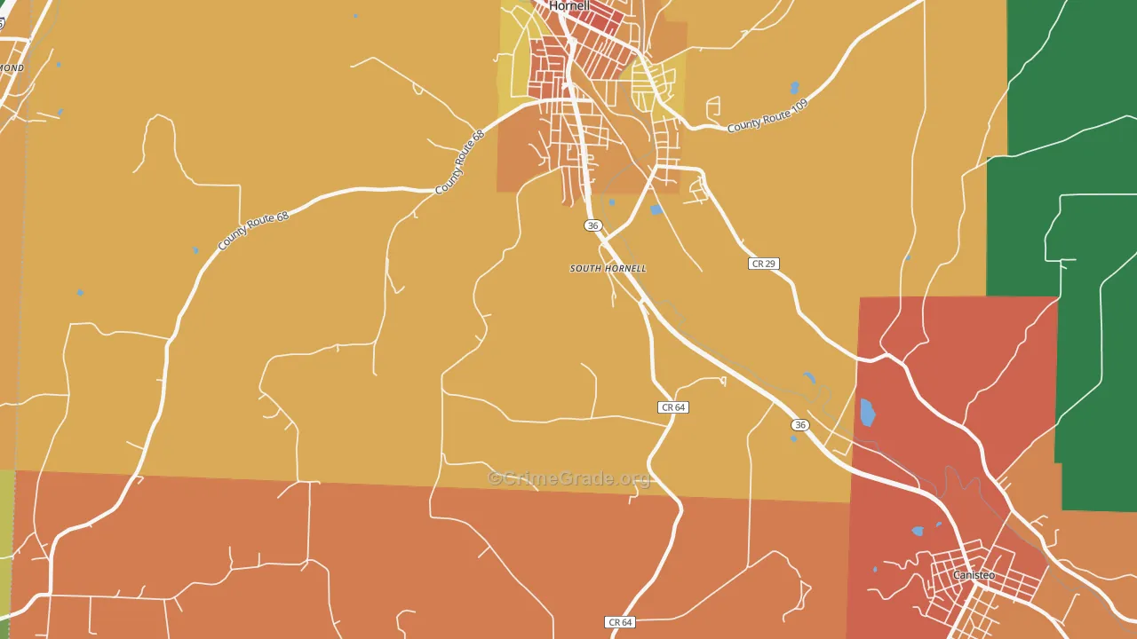 South Hornell, NY Map of Theft Rates