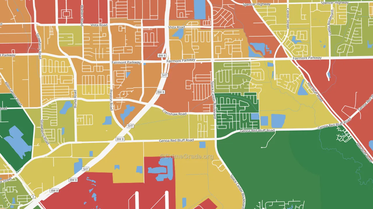 South Houston Gardens, Pasadena, TX Map of Theft Rates