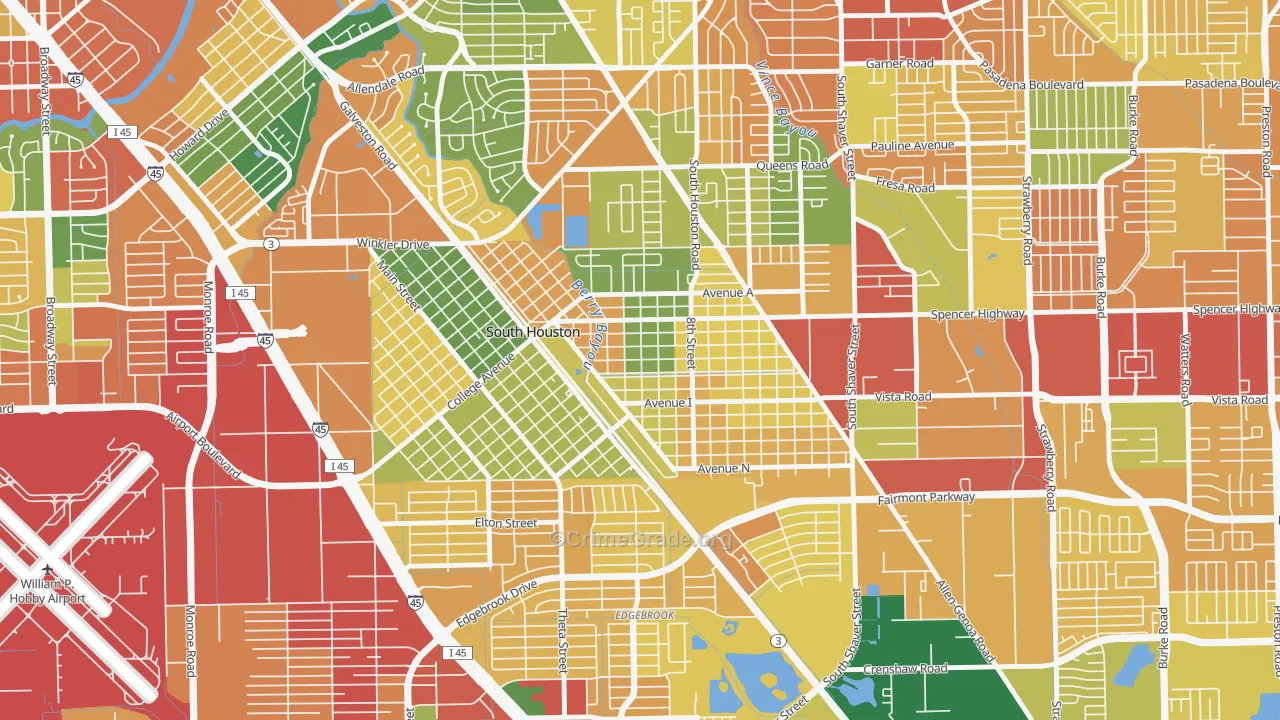 South Houston, TX Map of Theft Rates