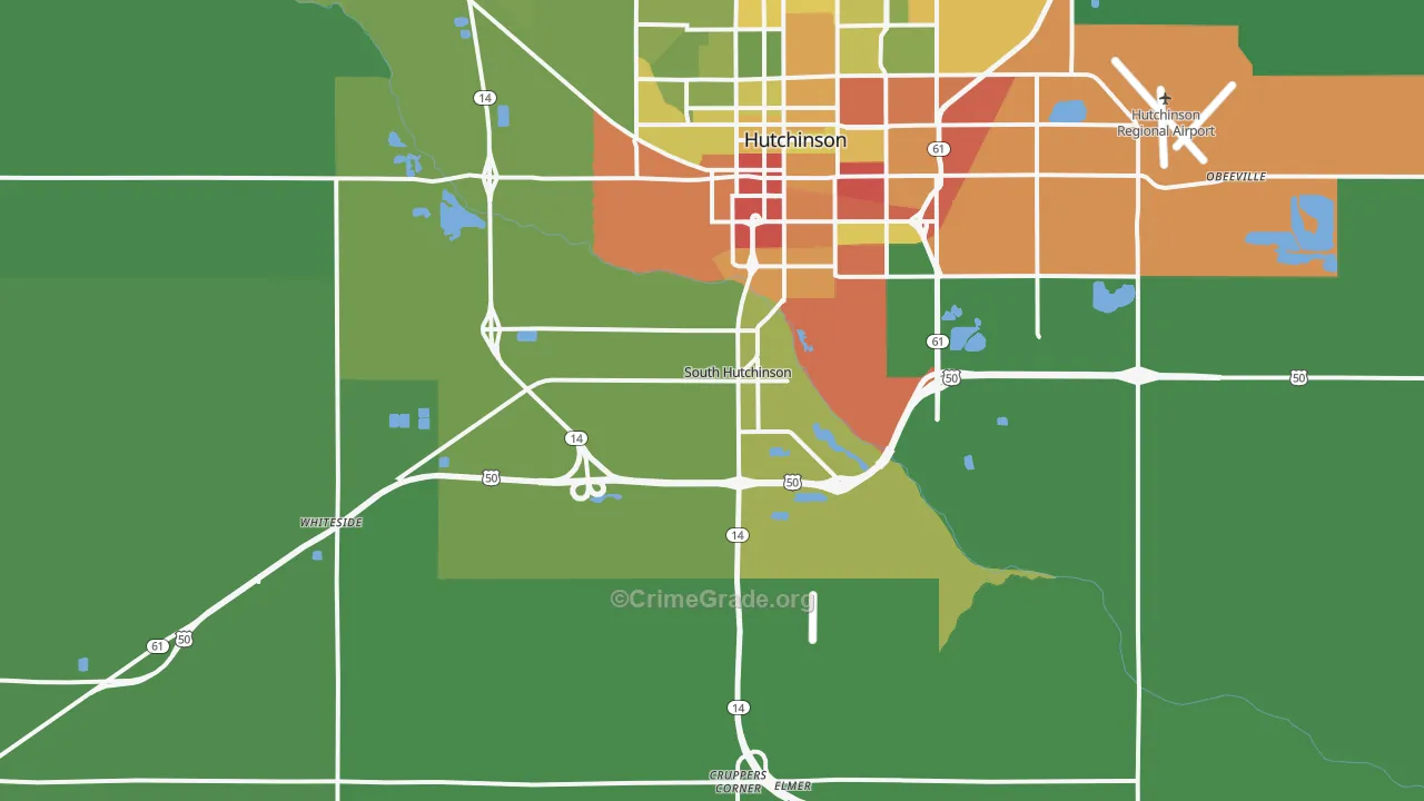 South Hutchinson, KS Map of Theft Rates