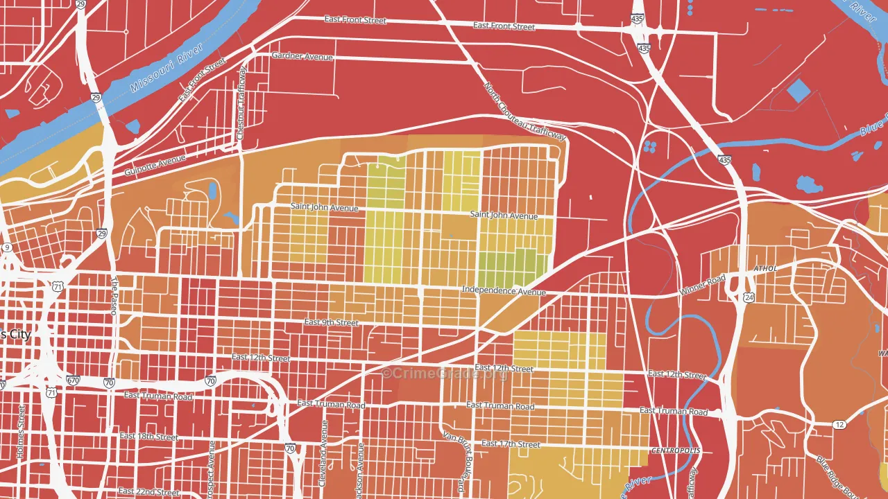 South India Mound, Kansas City, MO Map of Theft Rates