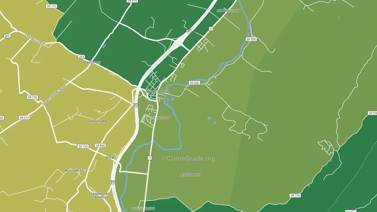South Jackson, VA Map of Theft Rates