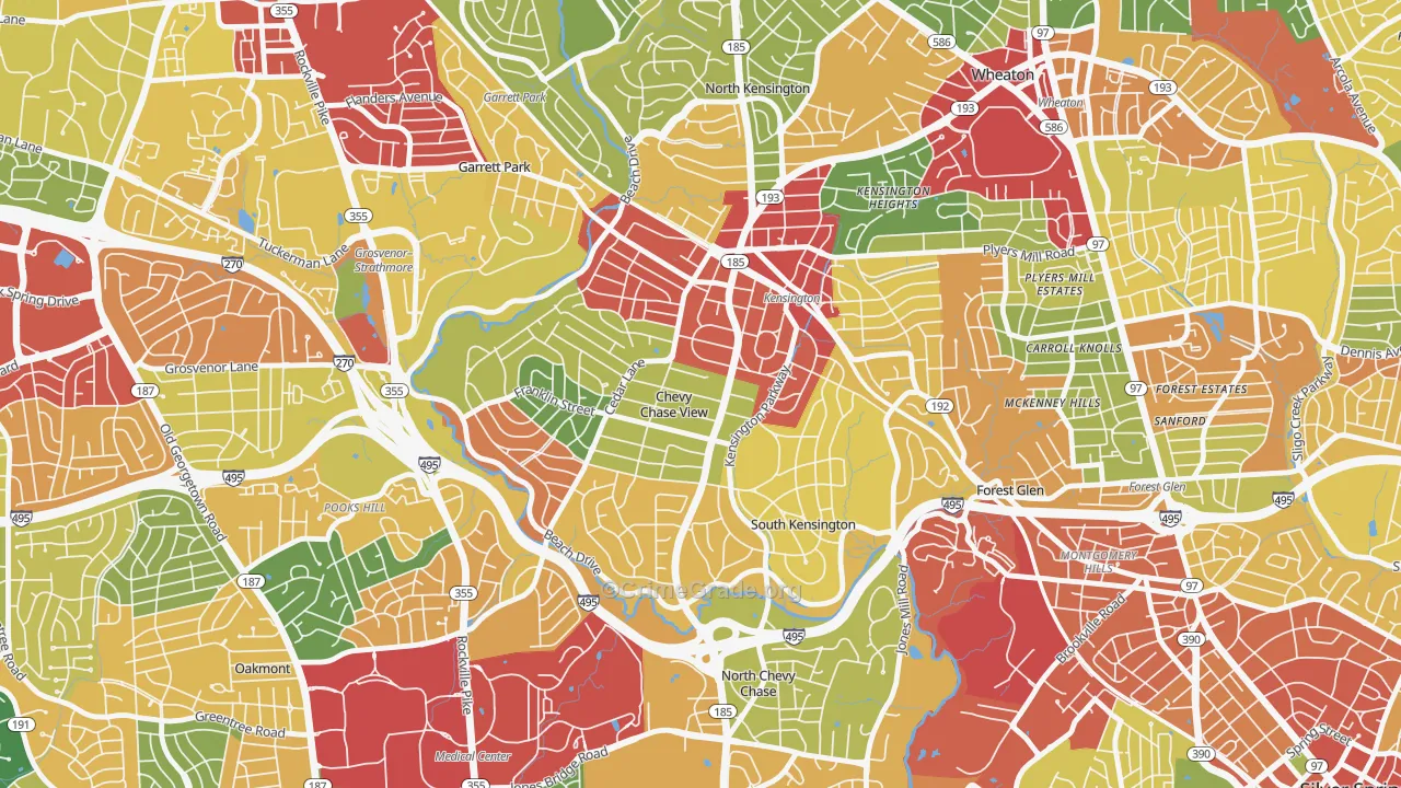 South Kensington, MD Map of Theft Rates