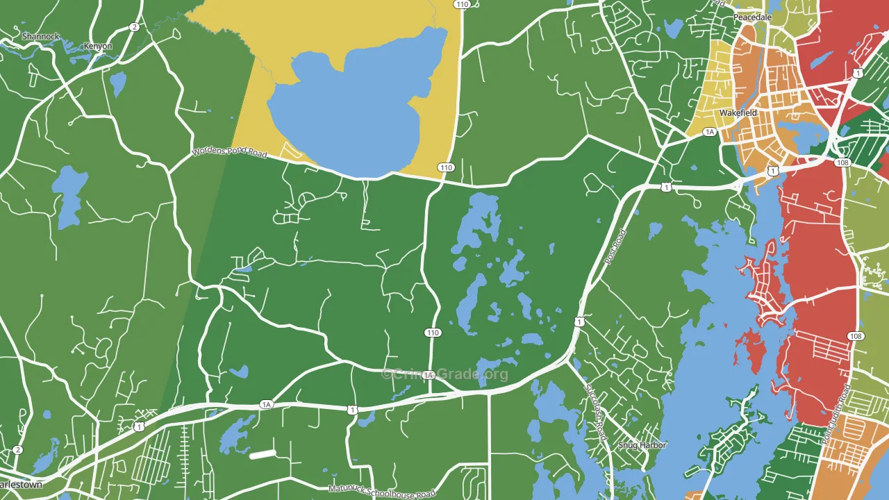 South Kingstown, RI Map of Theft Rates