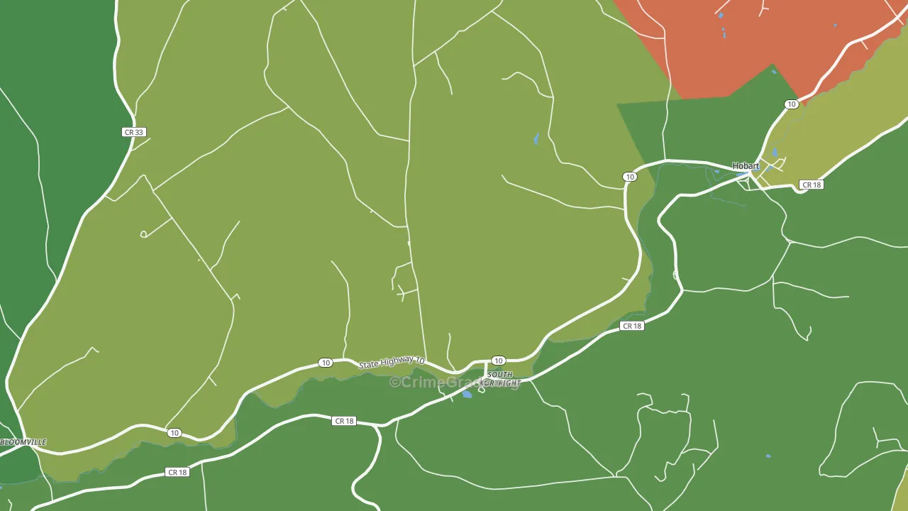 South Kortright, NY Map of Theft Rates