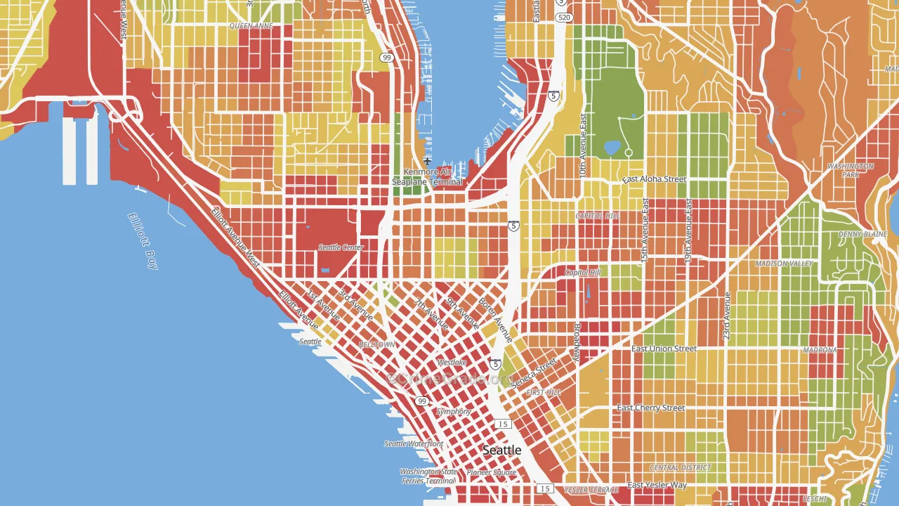 South Lake Union, Seattle, WA Map of Theft Rates