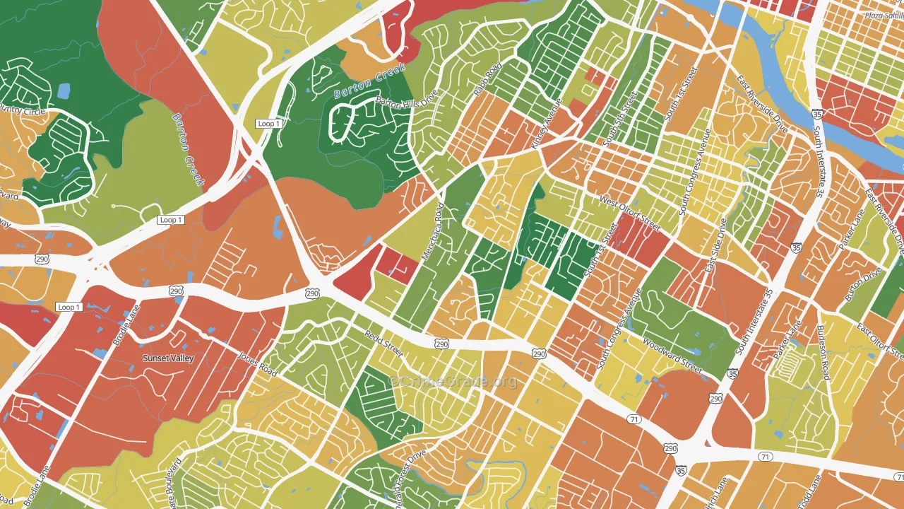 South Lamar, Austin, TX Map of Theft Rates