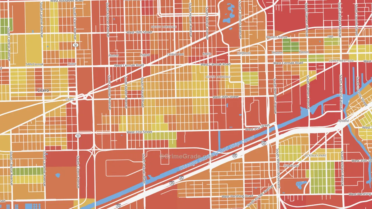 South Lawndale, Chicago, IL Map of Theft Rates