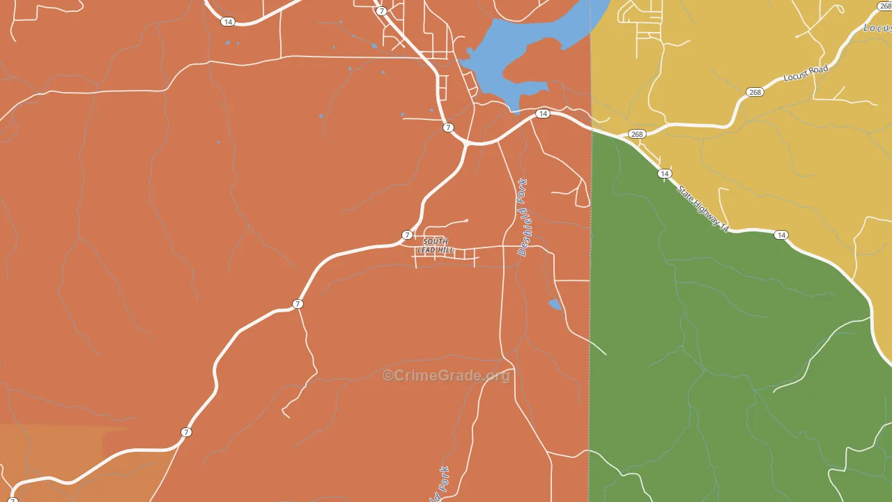 South Lead Hill, AR Map of Theft Rates