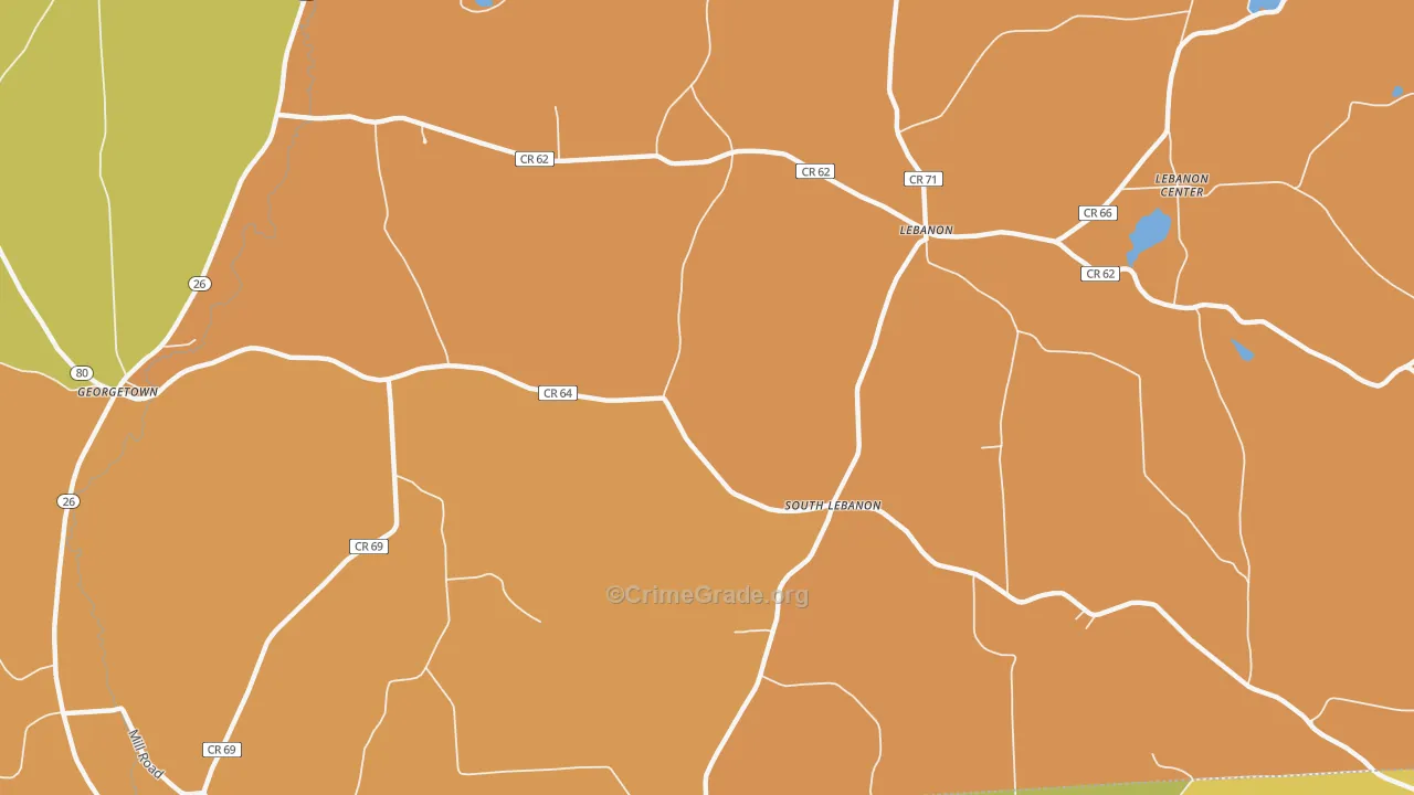 South Lebanon, NY Map of Theft Rates