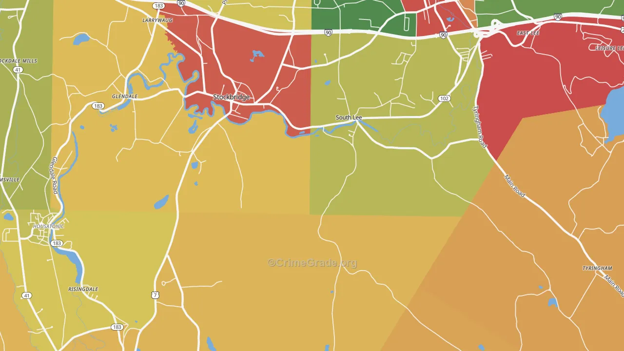 South Lee, MA Map of Theft Rates