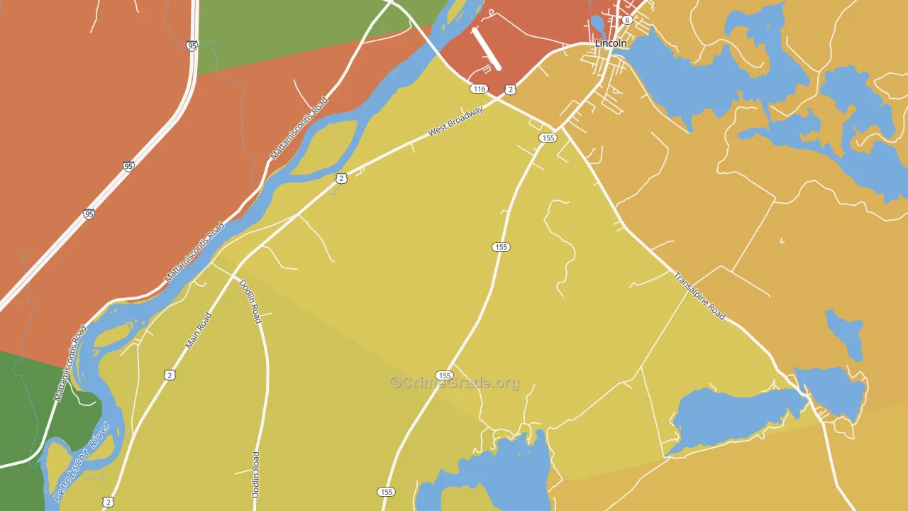 South Lincoln, ME Map of Theft Rates