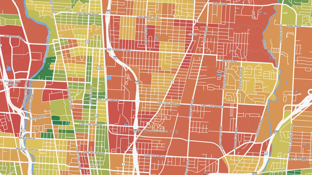 South Linden, Columbus, OH Map of Theft Rates