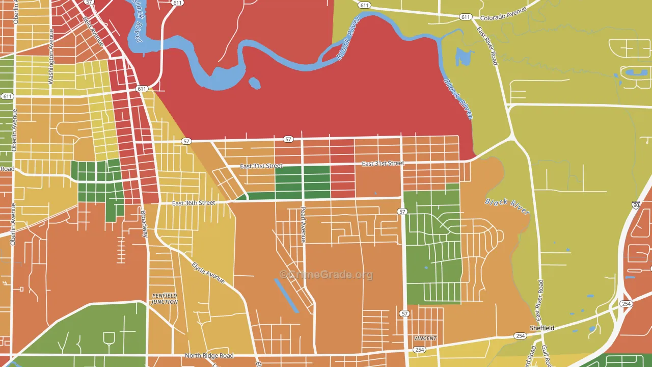South Lorain, Lorain, OH Map of Theft Rates