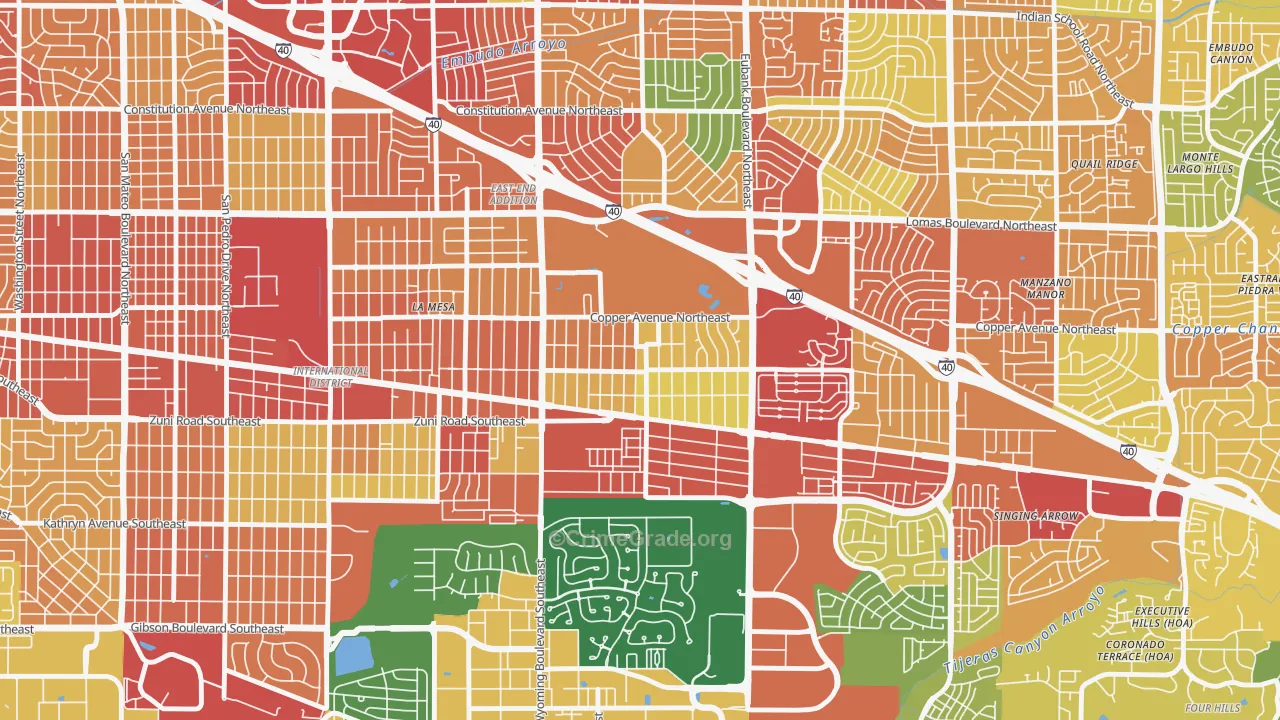 South Los Altos, Albuquerque, NM Map of Theft Rates