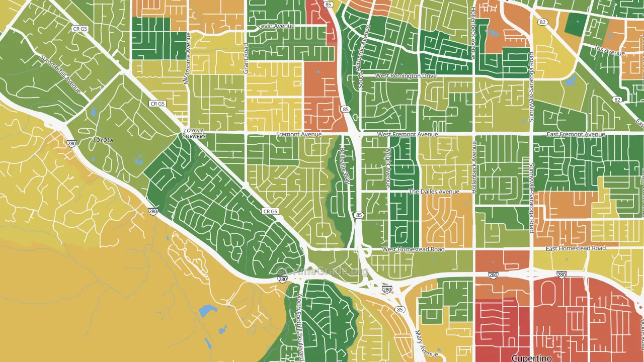 South Los Altos, Los Altos, CA Map of Theft Rates
