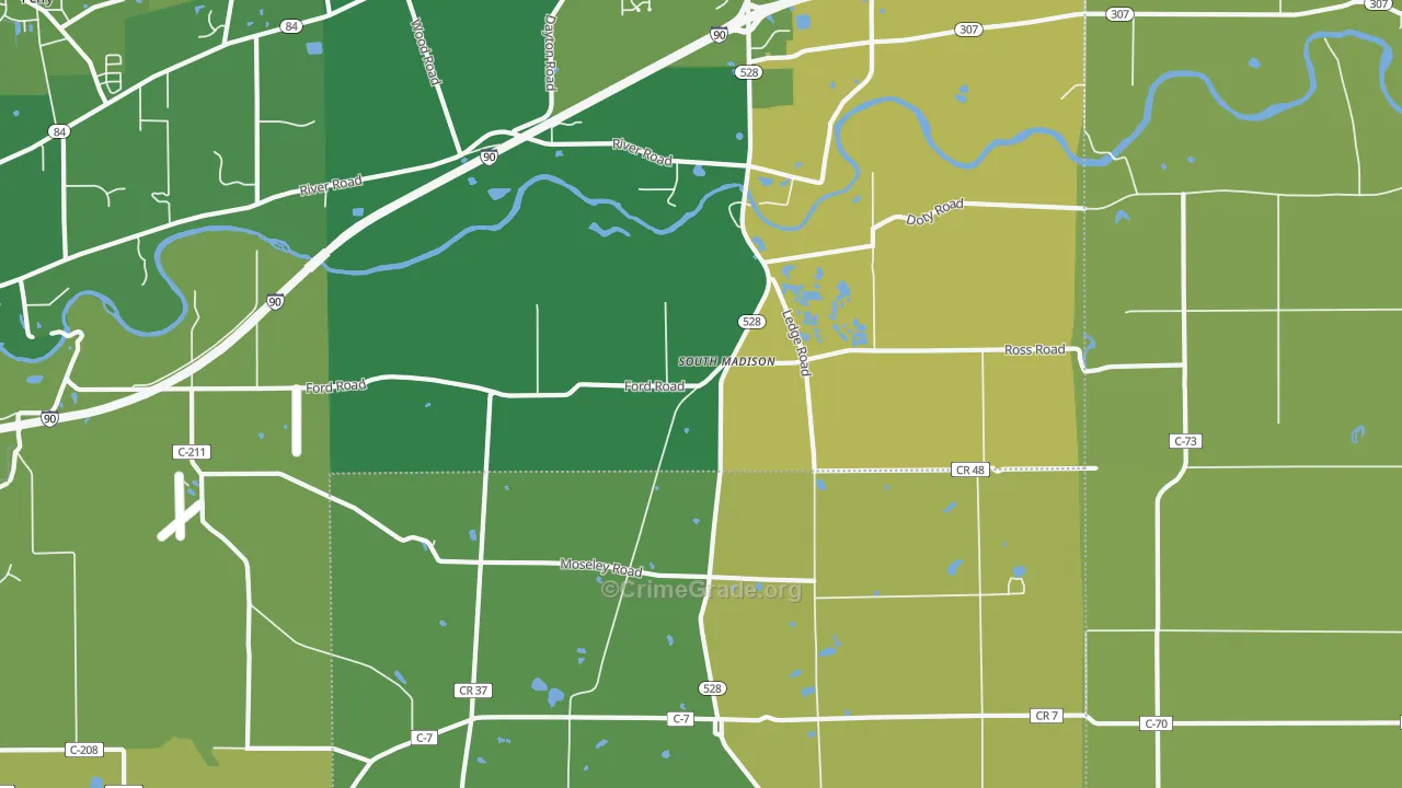 South Madison, OH Map of Theft Rates
