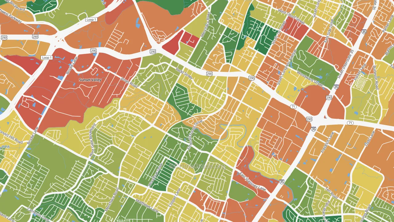 South Manchaca, Austin, TX Map of Theft Rates