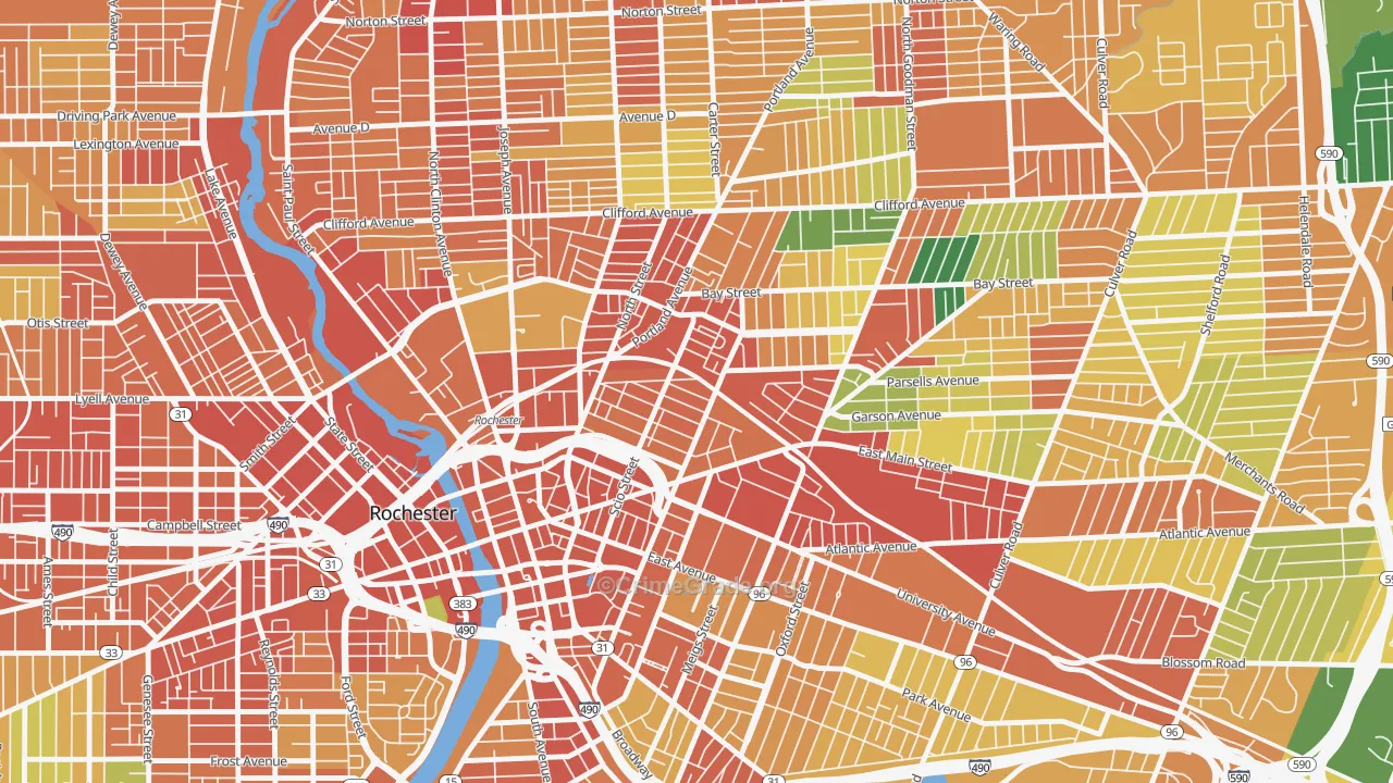 South Marketview Heights, Rochester, NY Map of Theft Rates