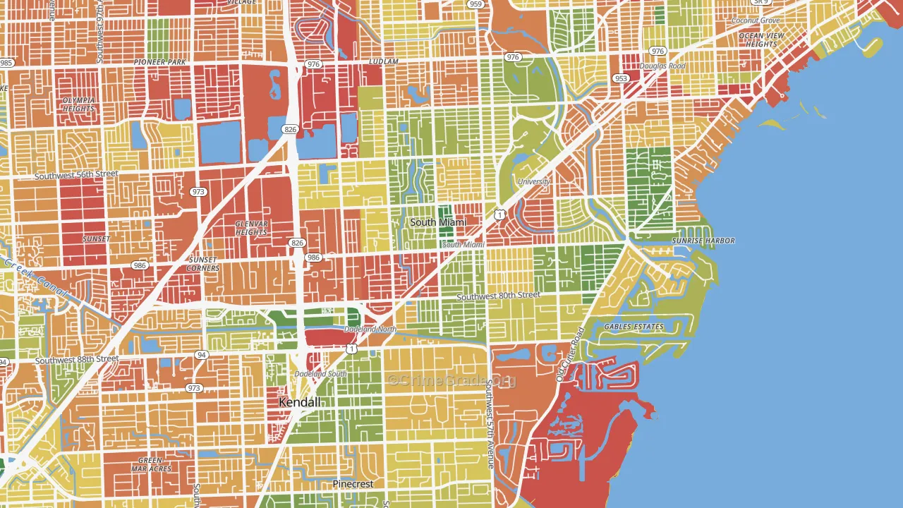South Miami, FL Map of Theft Rates