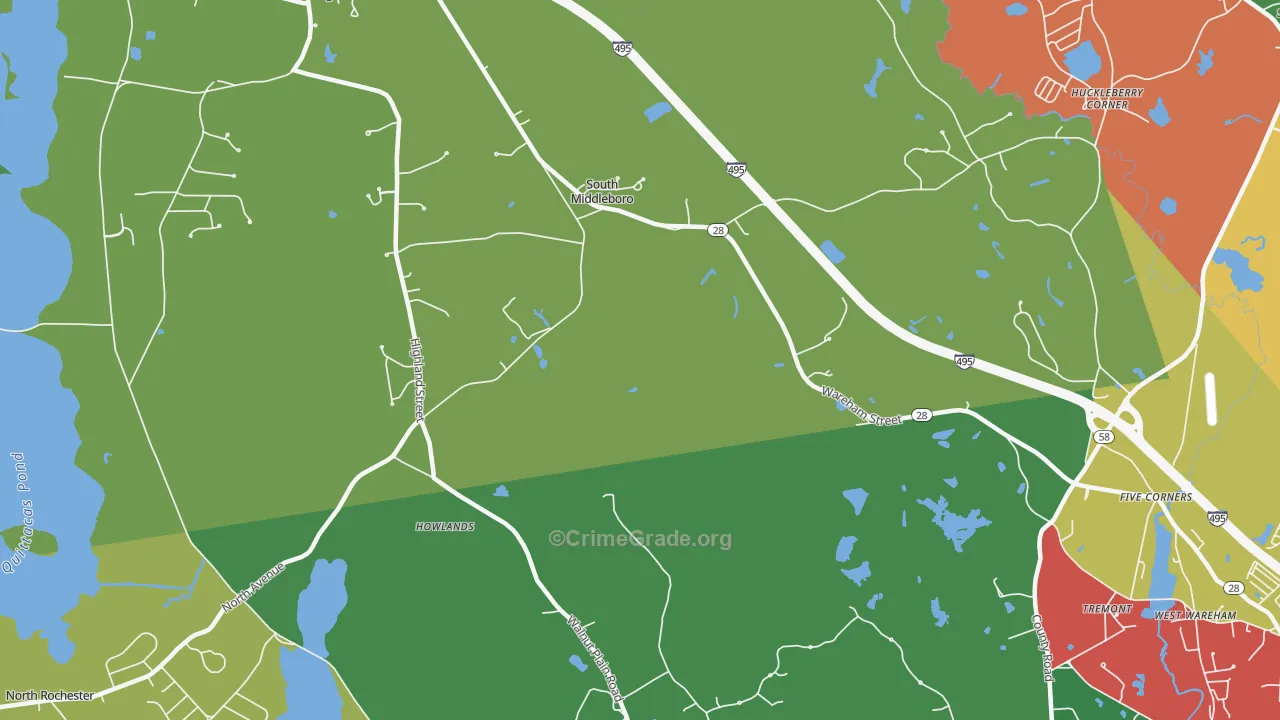 South Middleboro, MA Map of Theft Rates