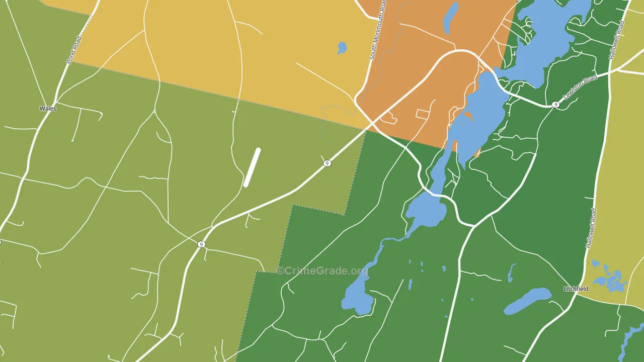 South Monmouth, ME Map of Theft Rates