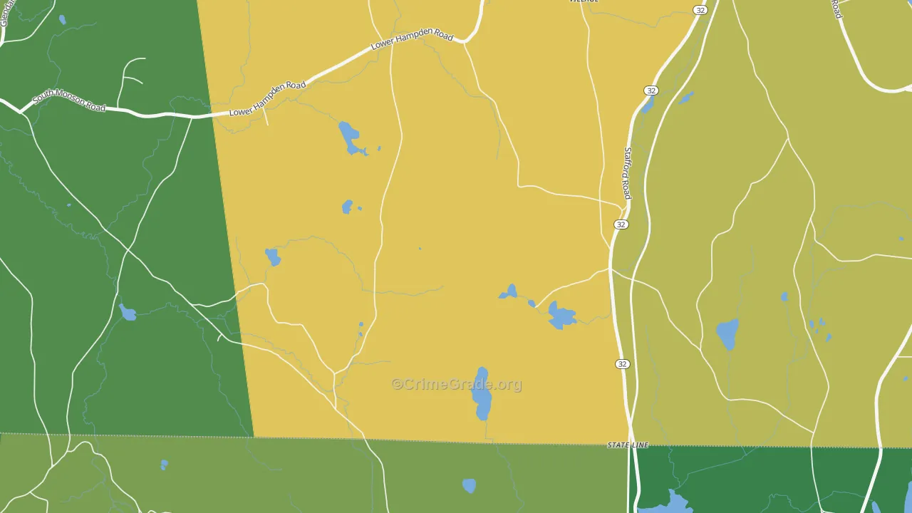 South Monson, MA Map of Theft Rates