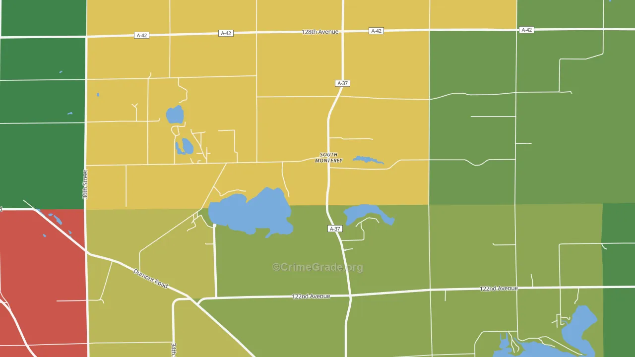South Monterey, MI Map of Theft Rates