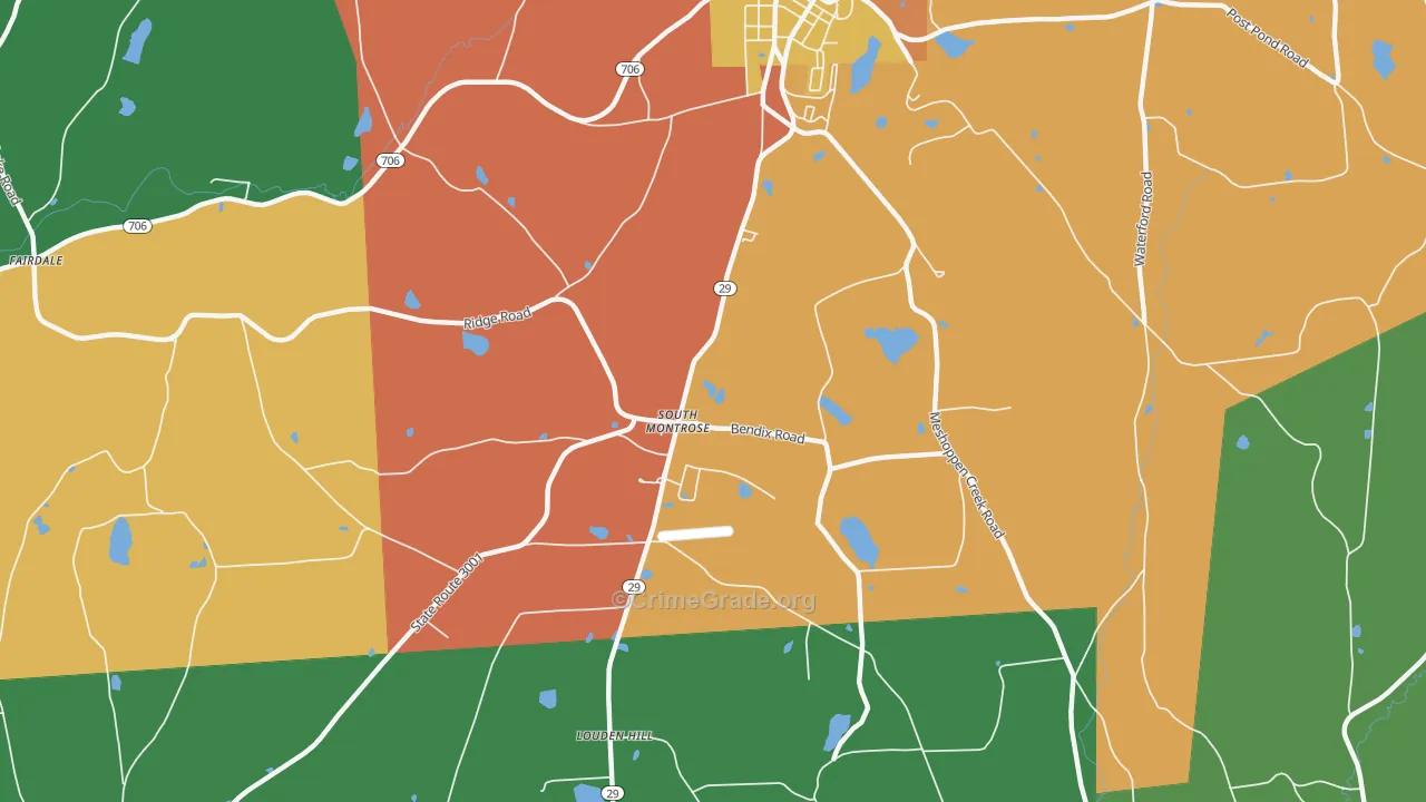 South Montrose, PA Map of Theft Rates