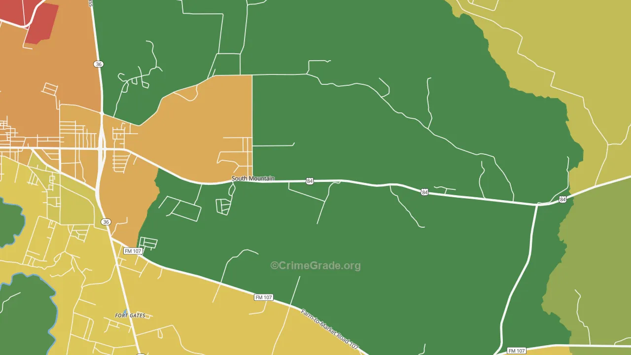 South Mountain, TX Map of Theft Rates